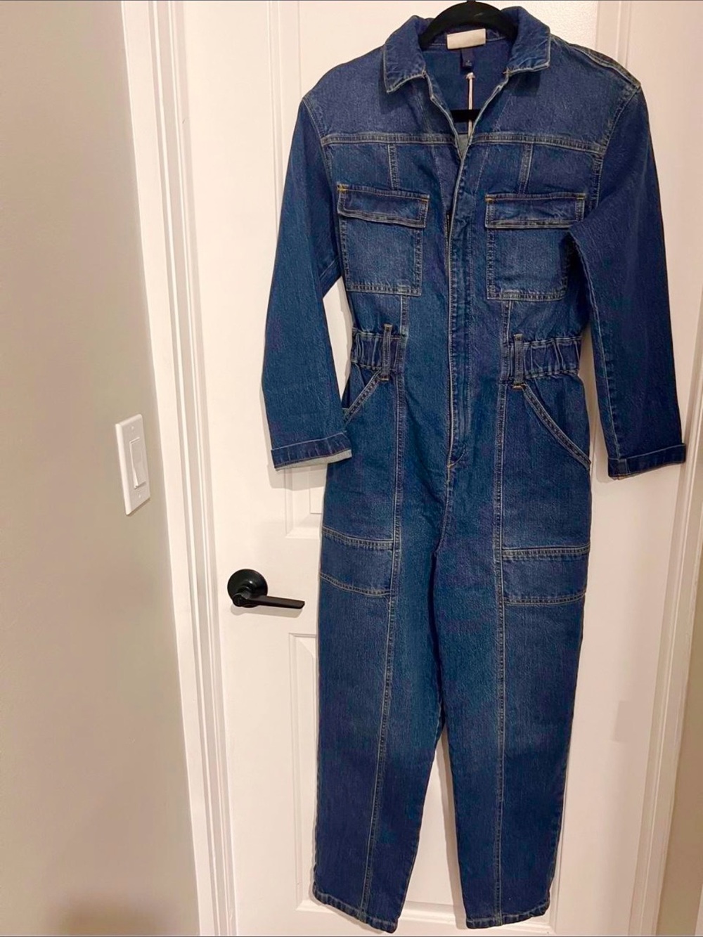Dark Blue Denim One-Piece Jumpsuit